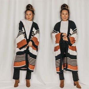 NEW // Color Block Kimono Chenille Cardigan